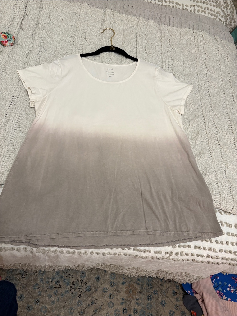 Short sleeve jjill ombré tan to brown pima cotton tee